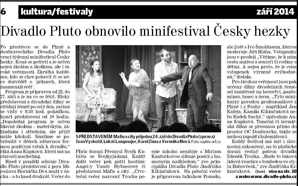 thumbnail Divadlo Pluto obnovilo minifestival Česky hezky