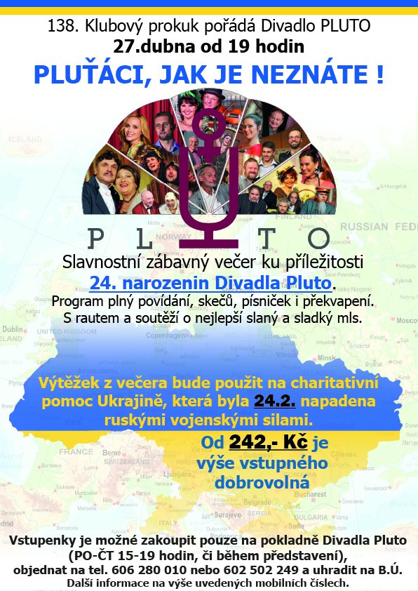 obrázek novinky Divadlo PLUTO slaví narozeniny - výtěžek z akce jde na pomoc Ukrajině